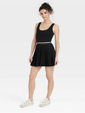 all in motion Black Pleated athletic dress with Striped Waistband